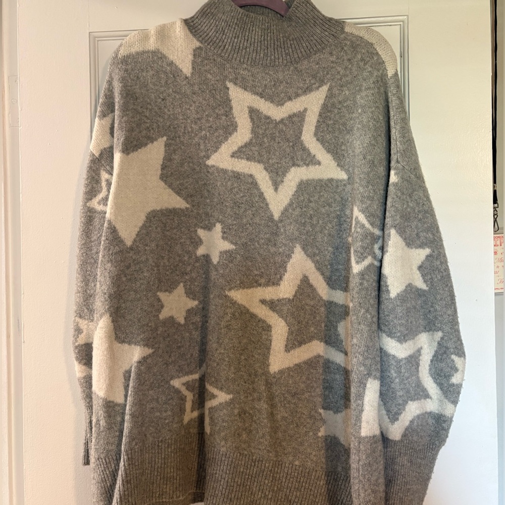 Lou & Grey Star Pattern Mock Neck Sweater